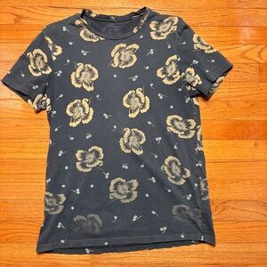 All Saints Navy and Beige‎ Floral Tee